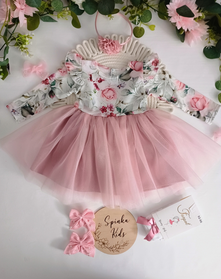 Tiulowa sukienka z kokardą z tyłu - obrazek 2