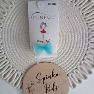 Rajstopki białe 40 den z błękitną kokardą