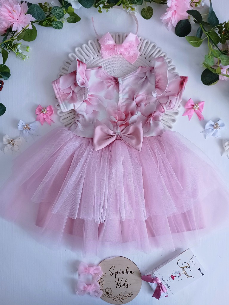 Tiulowa sukienka z kokardą z tyłu - obrazek 4