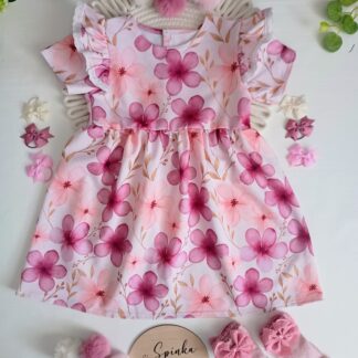 Sukienka bawełniana w duże różowe kwiaty