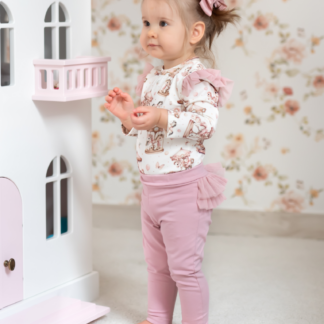 Komplet body i legginsy z wykończeniem tiulowym