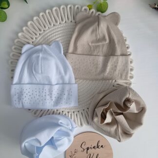 Komplet czapka z cyrkoniami i komin