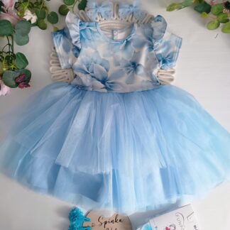 Tiulowa sukienka błękit