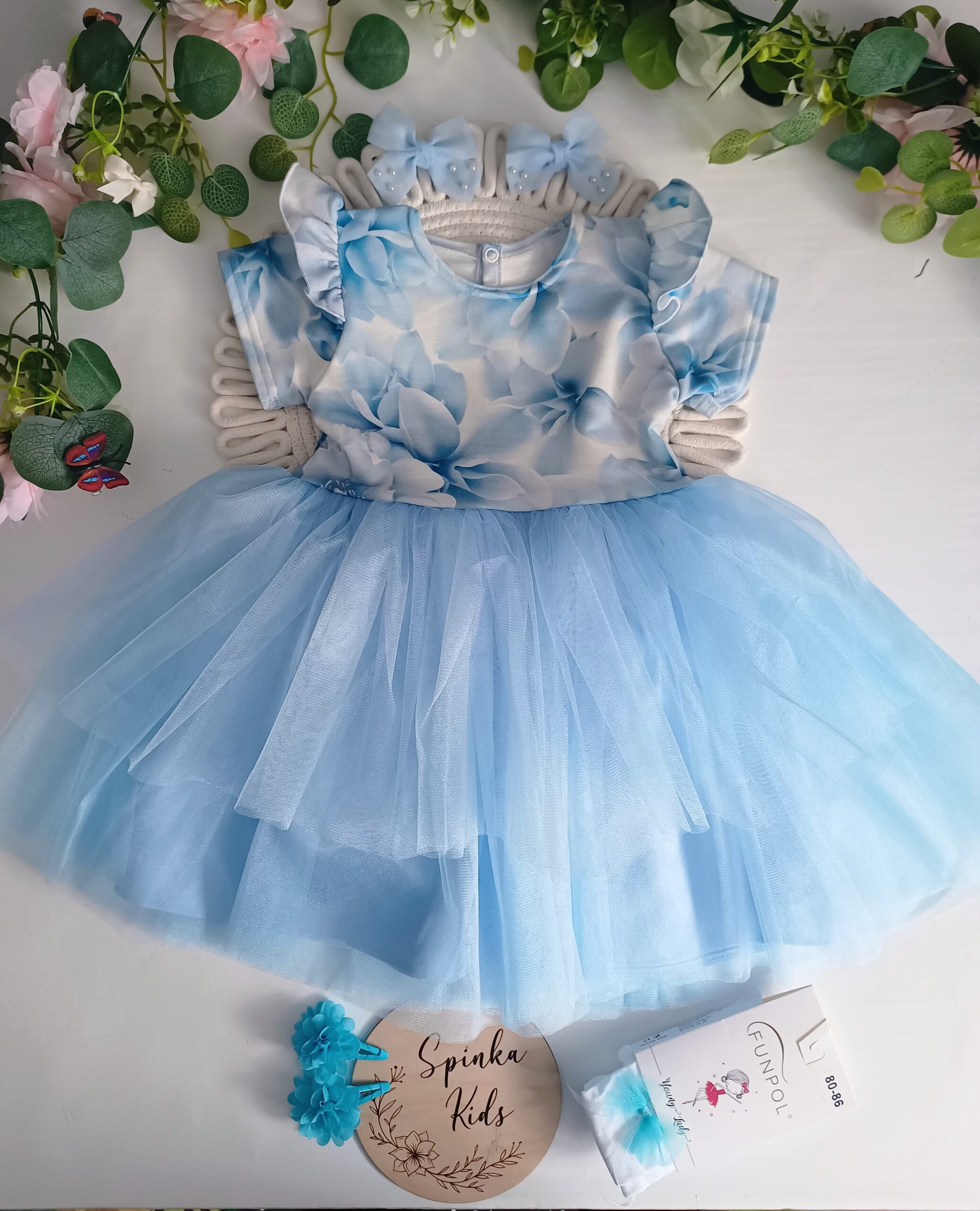 Tiulowa sukienka błękit