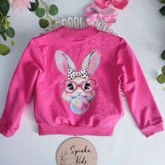 Bluza bomberka z motywem królika na plecach