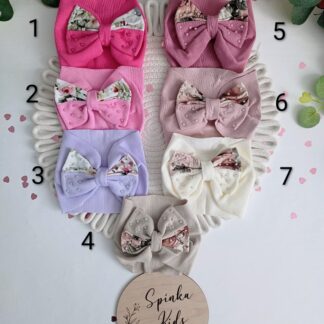 Opaska z kokardą z printem kwiatowym i nabijanymi perełkami