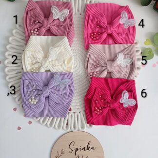 Opaska z perełkami i motylkami