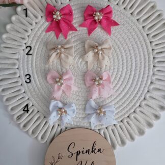 Spinki kokardy z perełkami