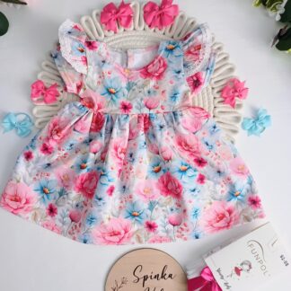 Sukienka kolorowe kwiaty bawełniana rozm.62-98