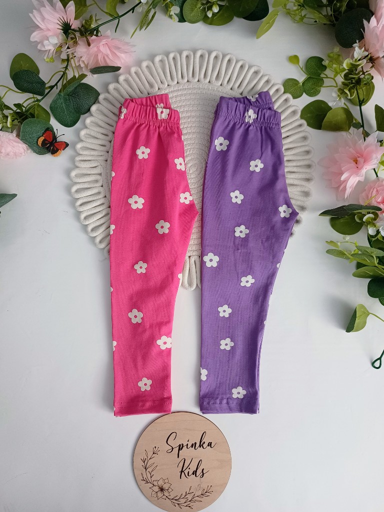 Legginsy jersey w kwiatki-dwa kolory