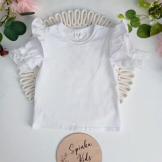 Biała bluzka z koronkowym wykończeniem Zula Handmade