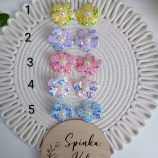 Spinki cekinowe kwiatki