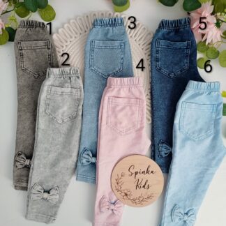 Spodnie ala jens dekatyzowane z kokardkami 3 kolory