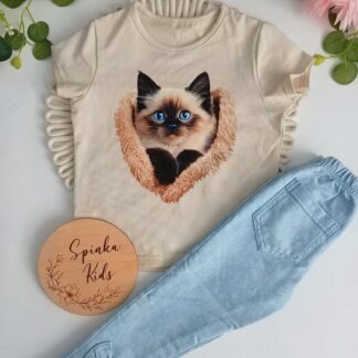 T-shirt Kotek na beżu