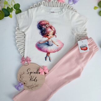 Komplet Baletnica koszulka i dzwony prążek