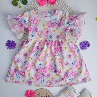 Sukienka kwiatowa z koronkowym rękawkiem