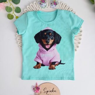 T-shirt piesek zielony