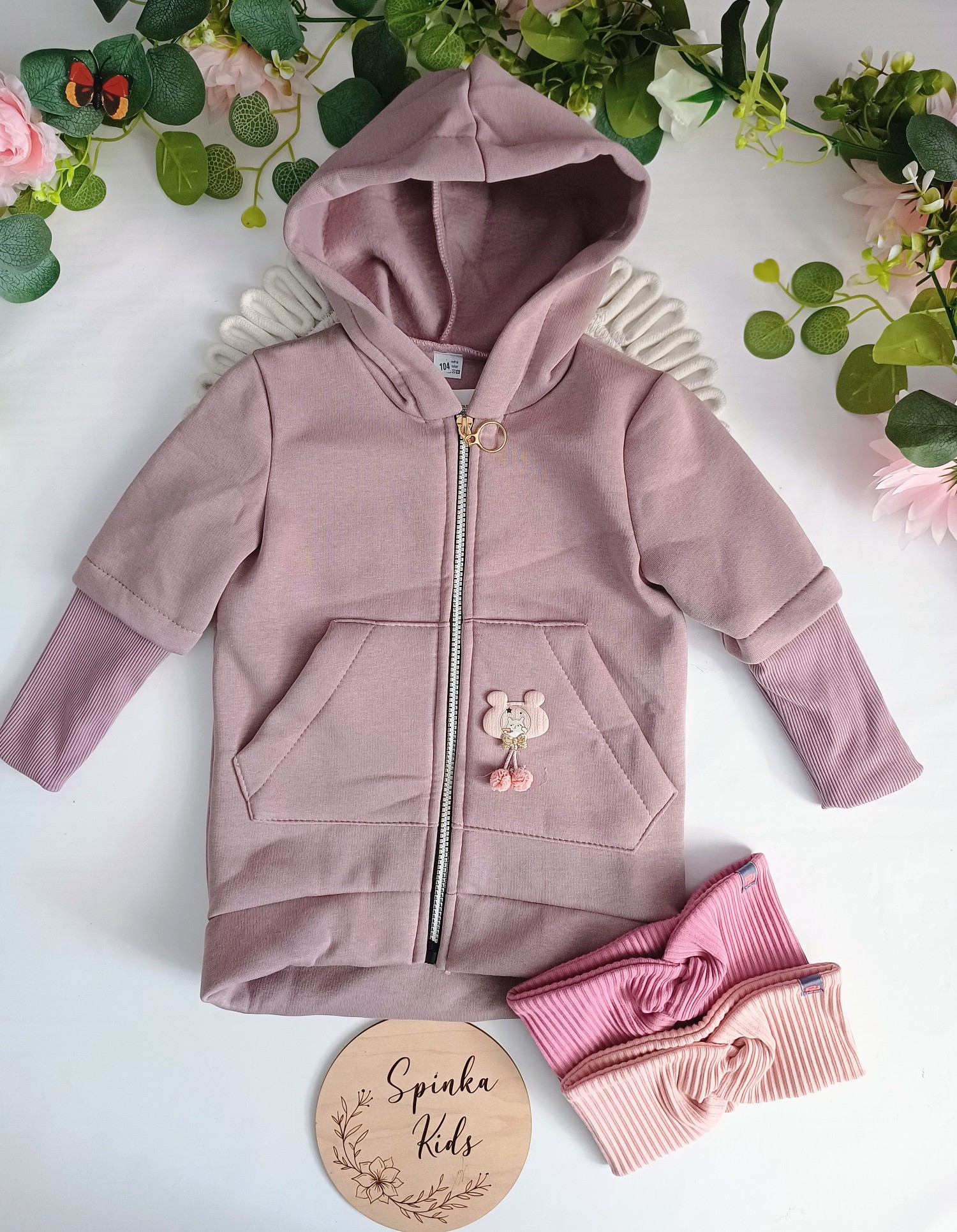 Bluza/Kurtka ocieplana jagodowa - obrazek 2