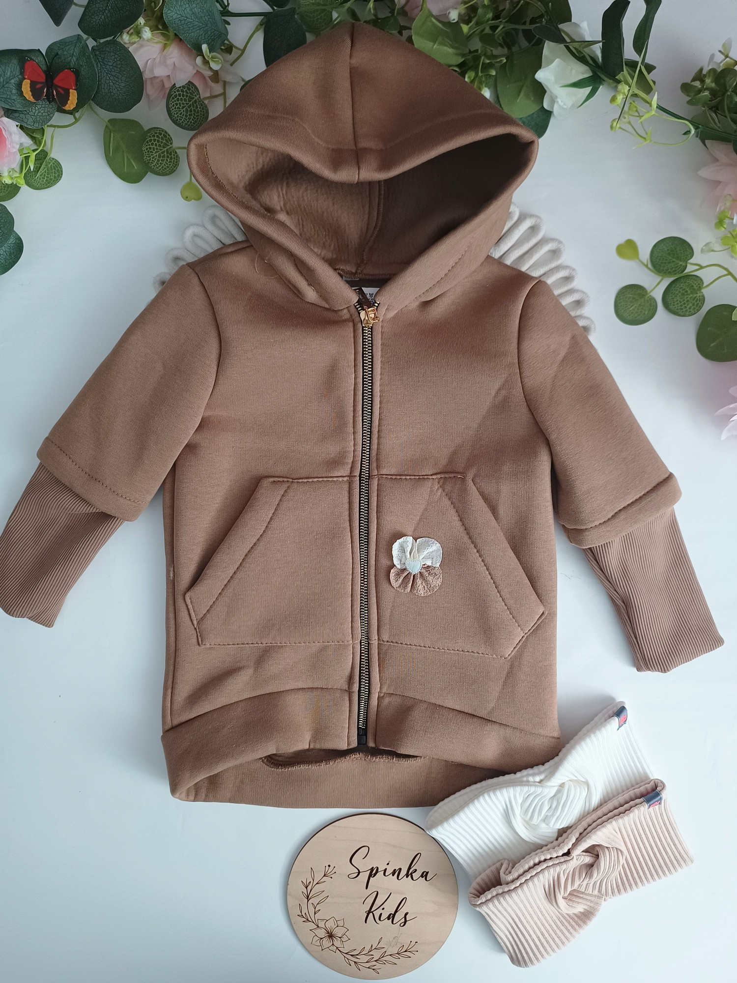Bluza/ Kurtka ocieplana karmelowy beż - obrazek 2