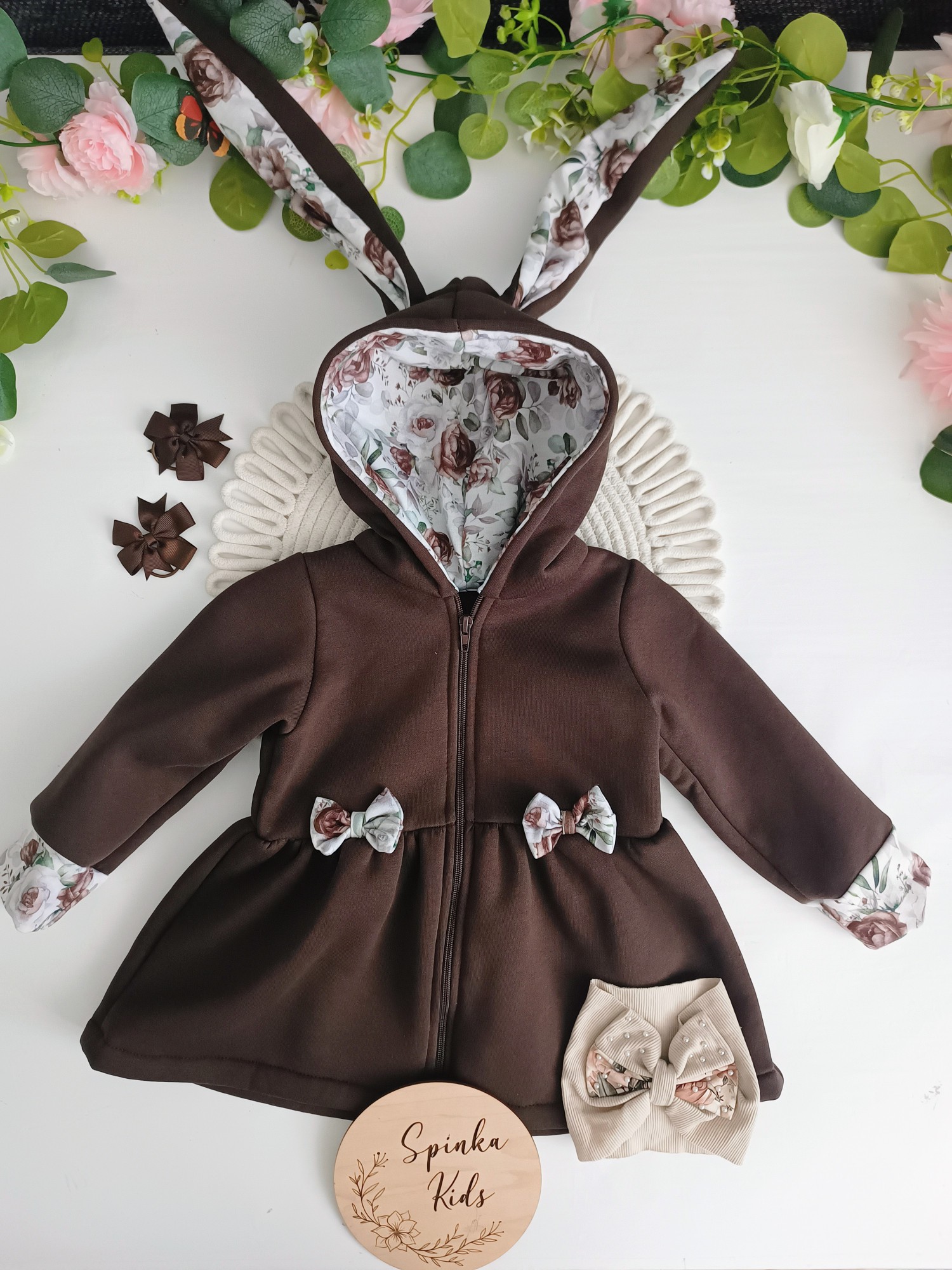 Bluza/płaszczyk z uszami czekoladowy brąz