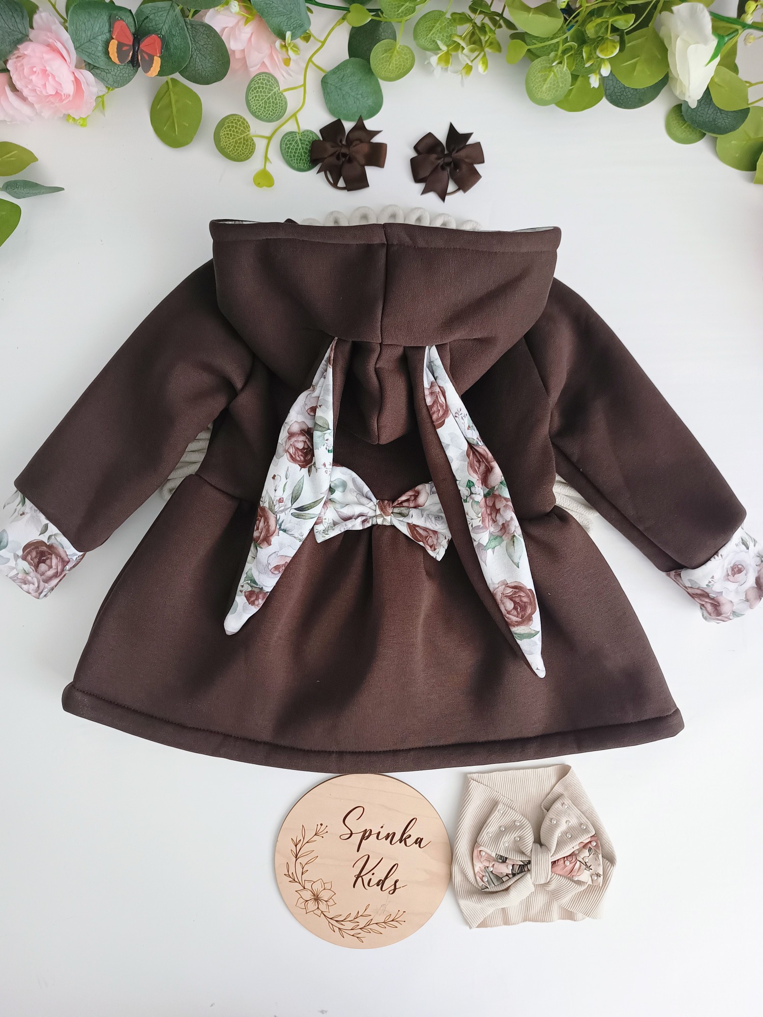 Bluza/płaszczyk z uszami czekoladowy brąz - obrazek 2