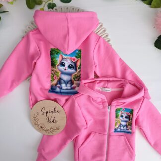 Bluza jasny róż z panelem z kotkiem