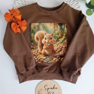 Bluza z wiewiórką - wysadzana cyrkoniami grafika