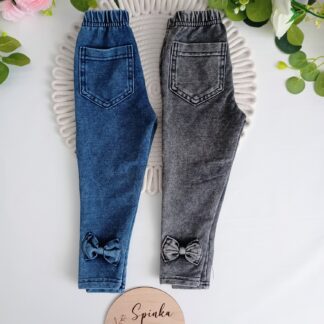 Spodnie dekatyzowane ala jeans z kokardkami 2 kolory