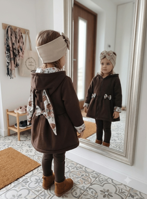 Bluza/płaszczyk z uszami czekoladowy brąz - obrazek 3