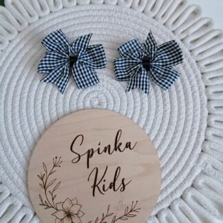 Spinki kokardki w czarną krateczkę