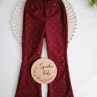 Dzwony welurkowo/polarkowe z wyciskanymi serduszkami - bordo